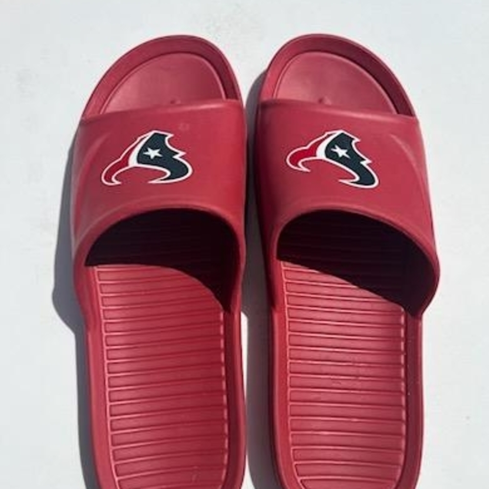 Texans Red Slide Sandals with Logo